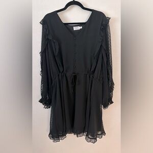 Time and Tru Black Ruffled V-Neck Dress Size XXXL